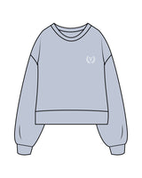 The Womens Heavyweight Crop - Denim Blue - Viva Lagree - Left Chest & Back Stacked - Printed - Full Color