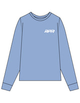 The Unisex Midweight Long Sleeve - Washed Denim - Reiner Pump Systems - Left Chest & Back Stacked - Printed - White