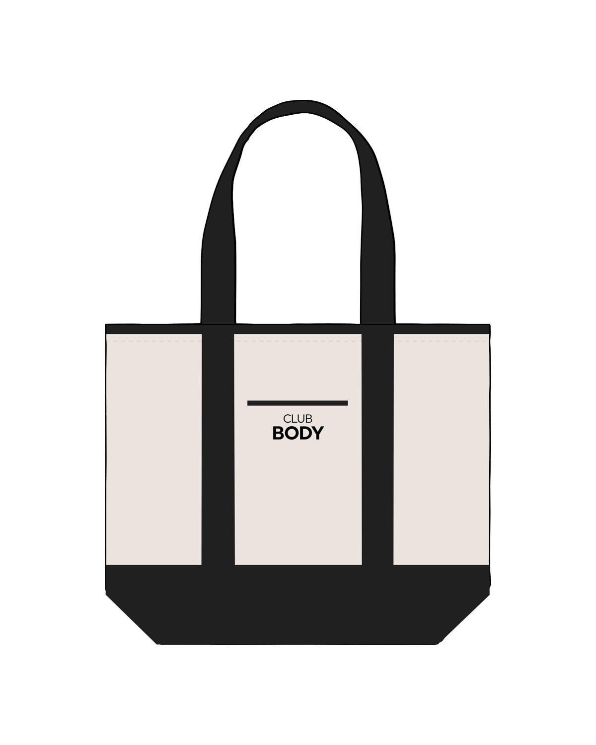 The Contrast Tote Bag - Natural / Black - Club Body - Center - Embroidered - Black