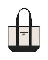 The Contrast Tote Bag - Natural / Black - Club Body - Center - Embroidered - Black
