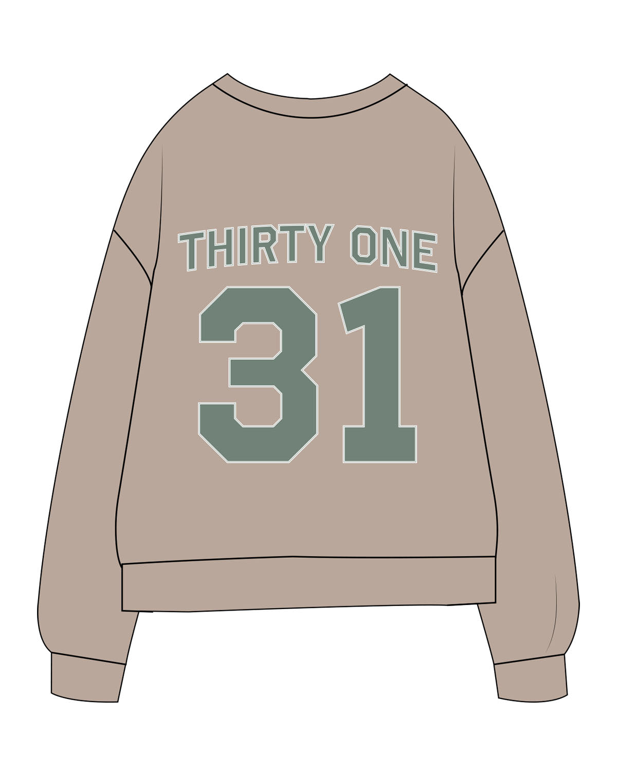 The Midweight Unisex Crewneck - Washed Cement - 31Theraphy - Left Chest & Back Stacked - Full Color