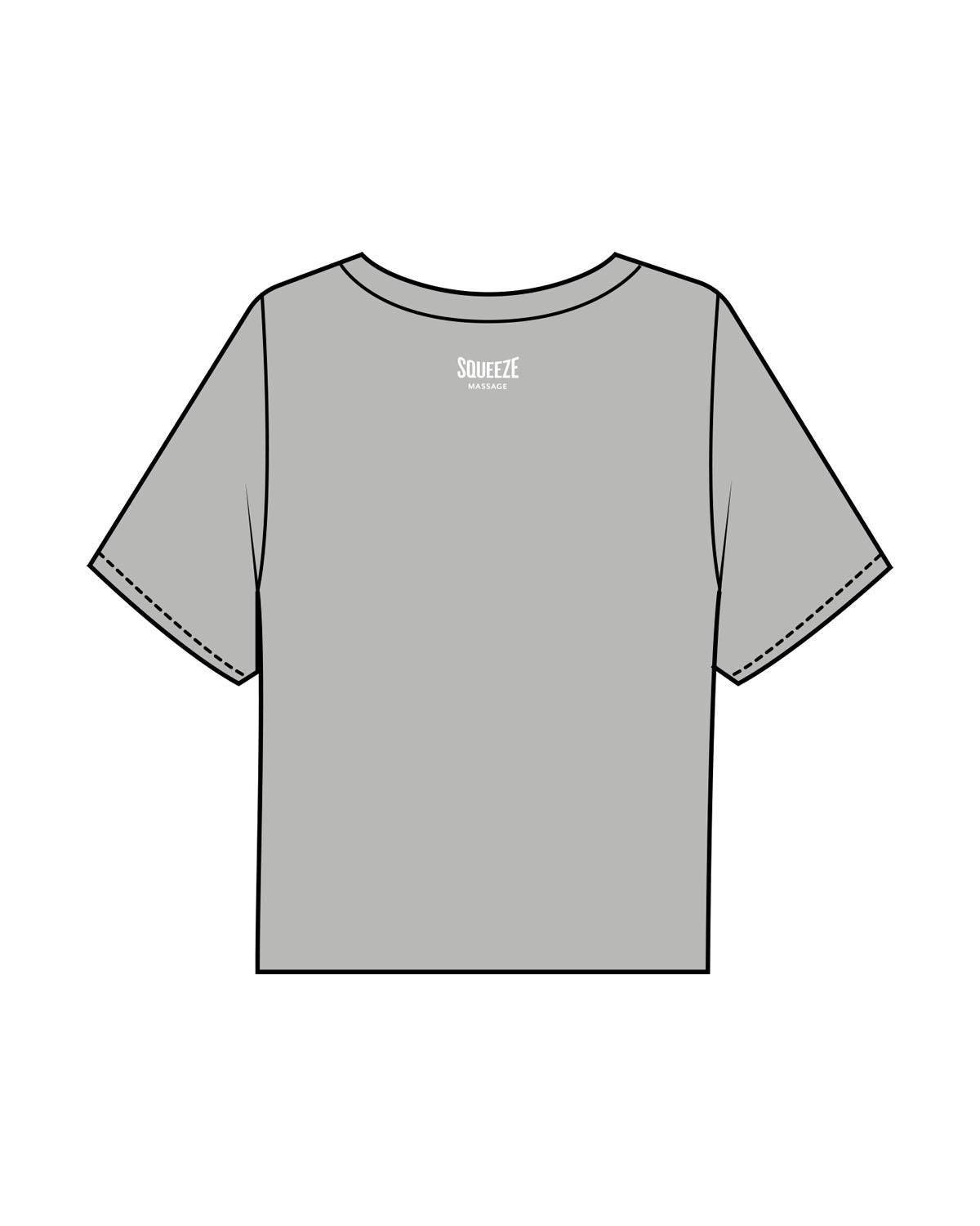 The Boxy Crop Tee - Heather - Squeeze Massage - Center Chest & Back Neckline Stacked - Printed - White