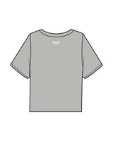The Boxy Crop Tee - Heather - Squeeze Massage - Center Chest & Back Neckline Stacked - Printed - White