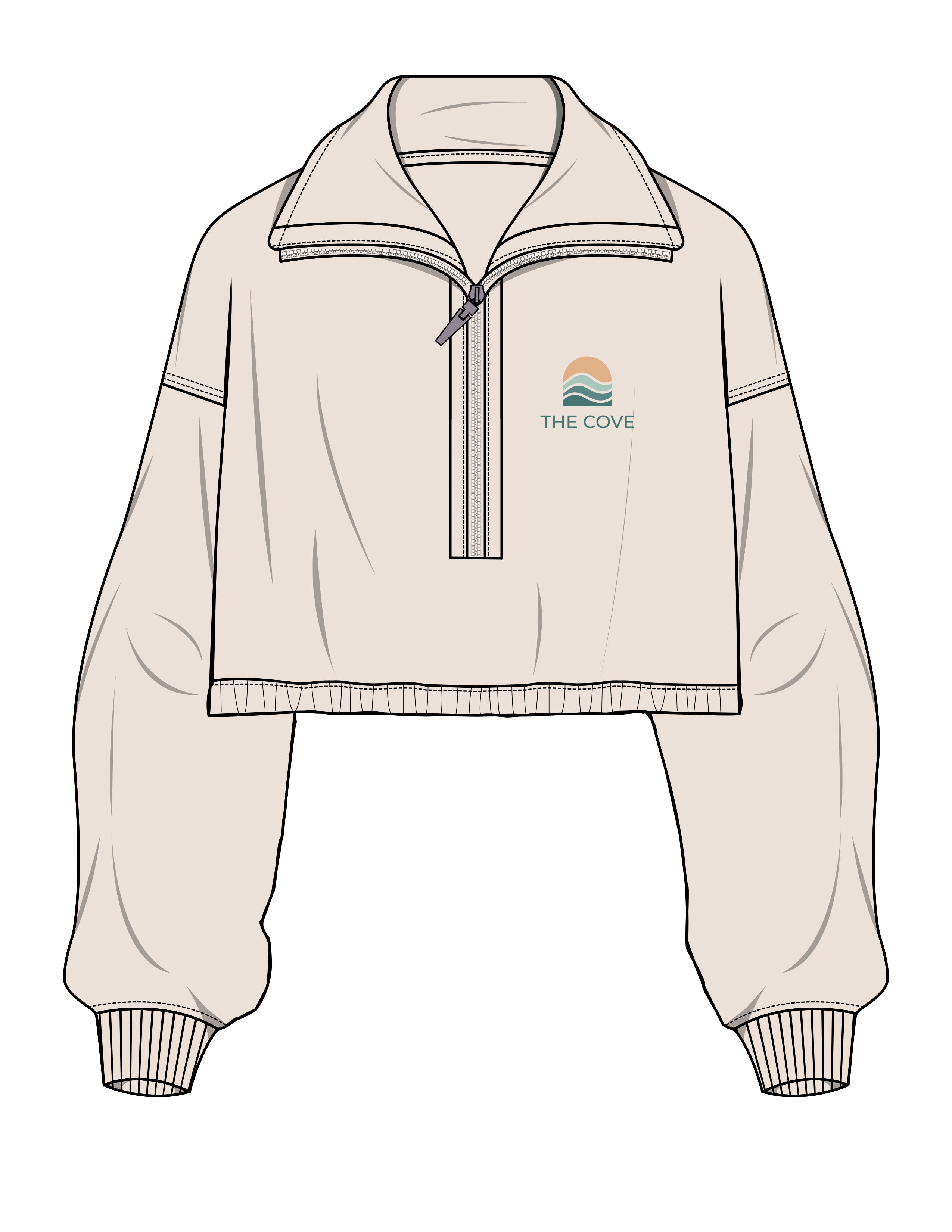 The Suede 1/2 Zip - Latte - The Cove - Left Chest Stacked - EMB - Full Color