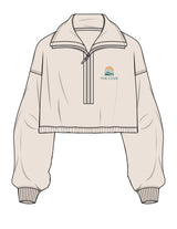 The Suede 1/2 Zip - Latte - The Cove - Left Chest Stacked - EMB - Full Color