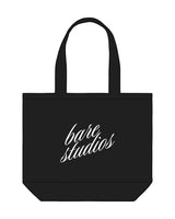 The Tote Bag - Black - Bare Pilates - Center - Back - Printed - White