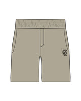 The Mens Beach Short - Mushroom - Pilates Powerhouse - Left Leg - Icon - Printed - Black
