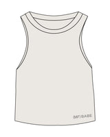 The Micro Rib Racer Crop - Natural - Megafit House - Left Bottom - Printed - Charcoal