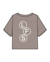 The Heavyweight Crop Tee - Washed Gray - Lagree Fit Studio - Left Chest - Back Center - Printed - Bone