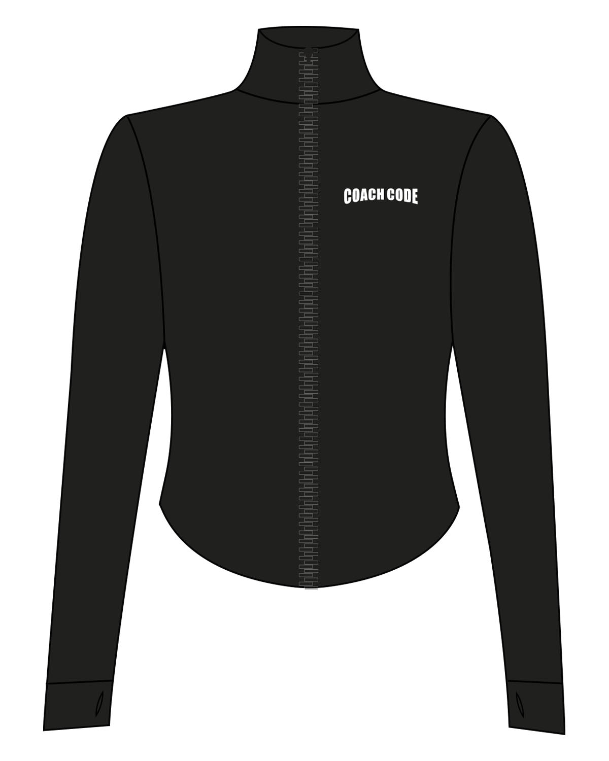 The 3/4 Crop Zip Jacket - Black - Coach Code - Left Chest - Text - Printed - White