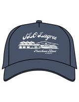 The 5 Panel Trucker Hat - Navy - Powerhouse Fitness - Center Crown "LAGREE" - Printed - White