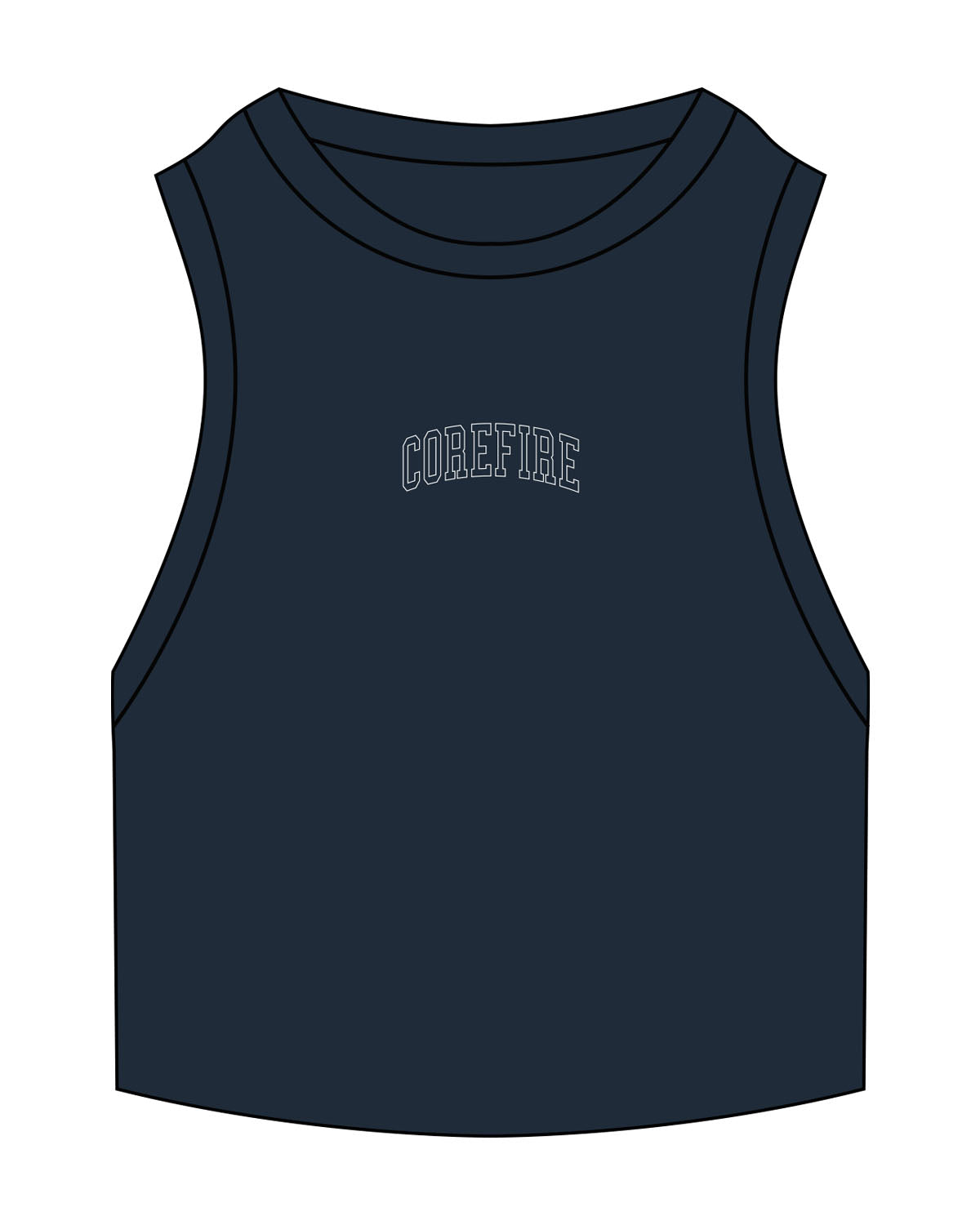 The Ribbed Crop Tank - Navy - Corefire - Center Chest - Embroidered - White