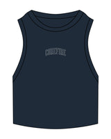 The Ribbed Crop Tank - Navy - Corefire - Center Chest - Embroidered - White