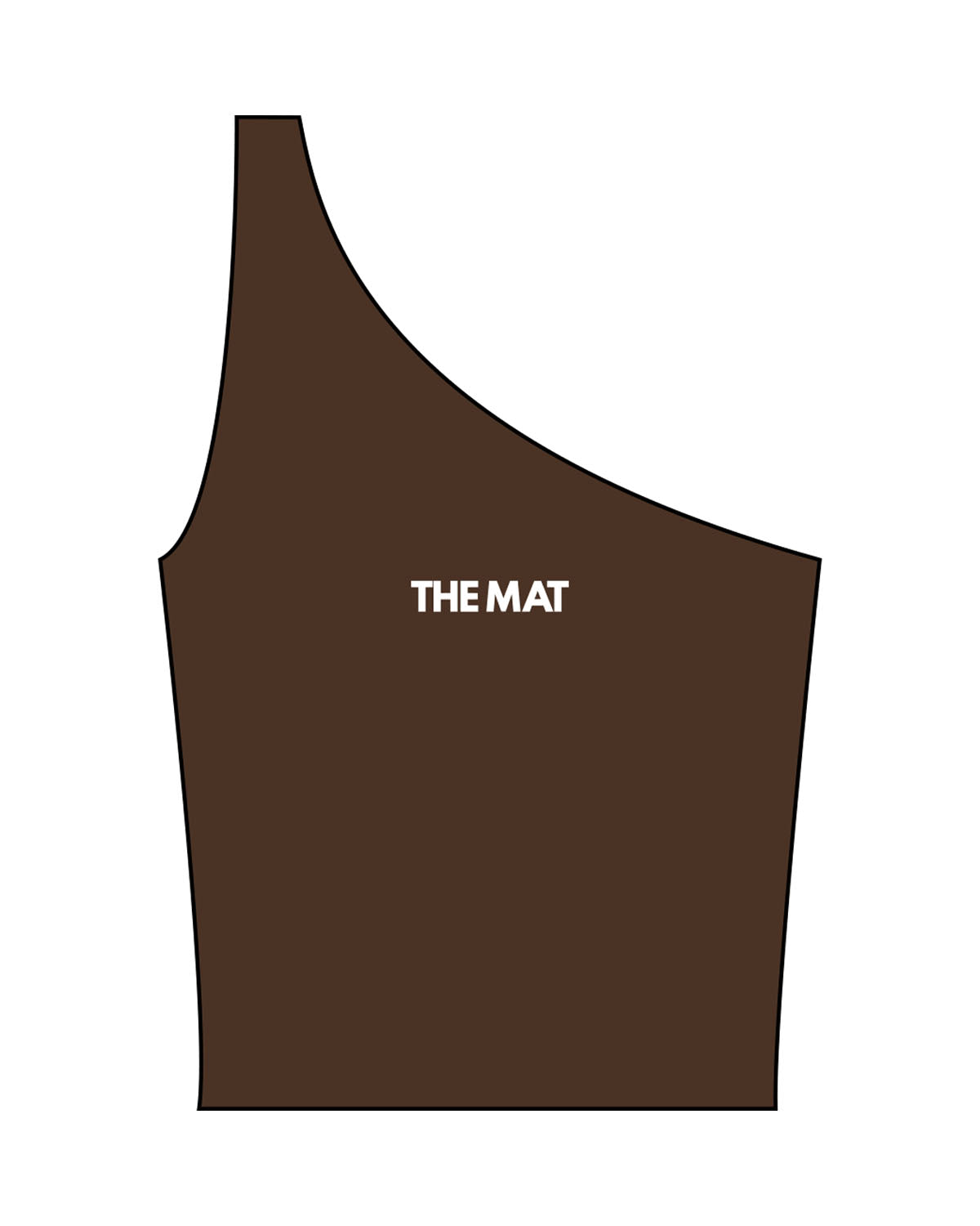 The One Shoulder Tank - Brown - MAT - Center Back - Printed - White