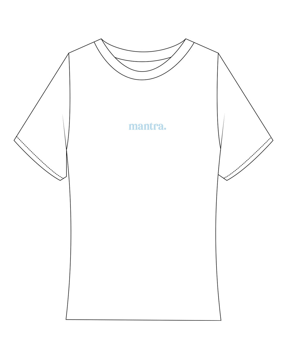 The Baby Tee - White - Mantra - Center Chest "MANTRA" - Printed - Blue