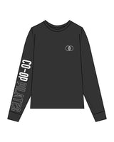 The Womens Heavyweight Long Sleeve - Washed Black - Co-Op Pilates - Right Sleeve & Left Chest - White