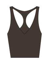 The Racer Tank - Cafe - Vintage Pour - Upper Back Initials "VP" - Printed - White