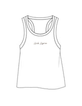 The Crop Tank - White - Pure Movement LARK - Center Chest - Printed - Brown