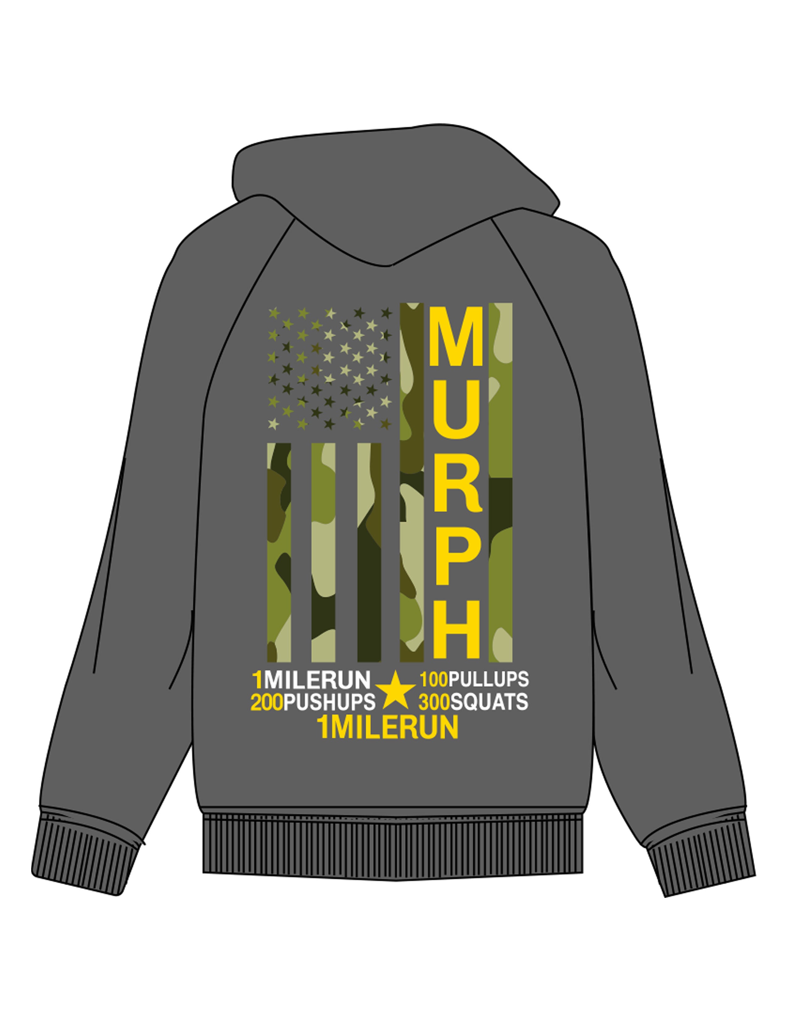 The Mens Hoodie - Shadow - Crossfit Trifecta - Center Chest & Full Back - Printed - Full Color