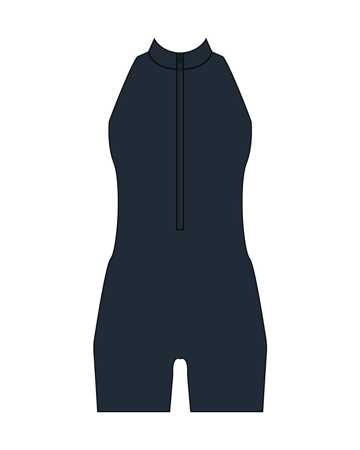 The High Neck Zip Jumpsuit - Navy - HiLo - Center Back - Printed - White