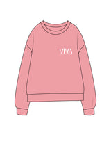The Midweight Unisex Crewneck - Washed Pink - Viva Pilates - Left Chest Stacked - Printed - White