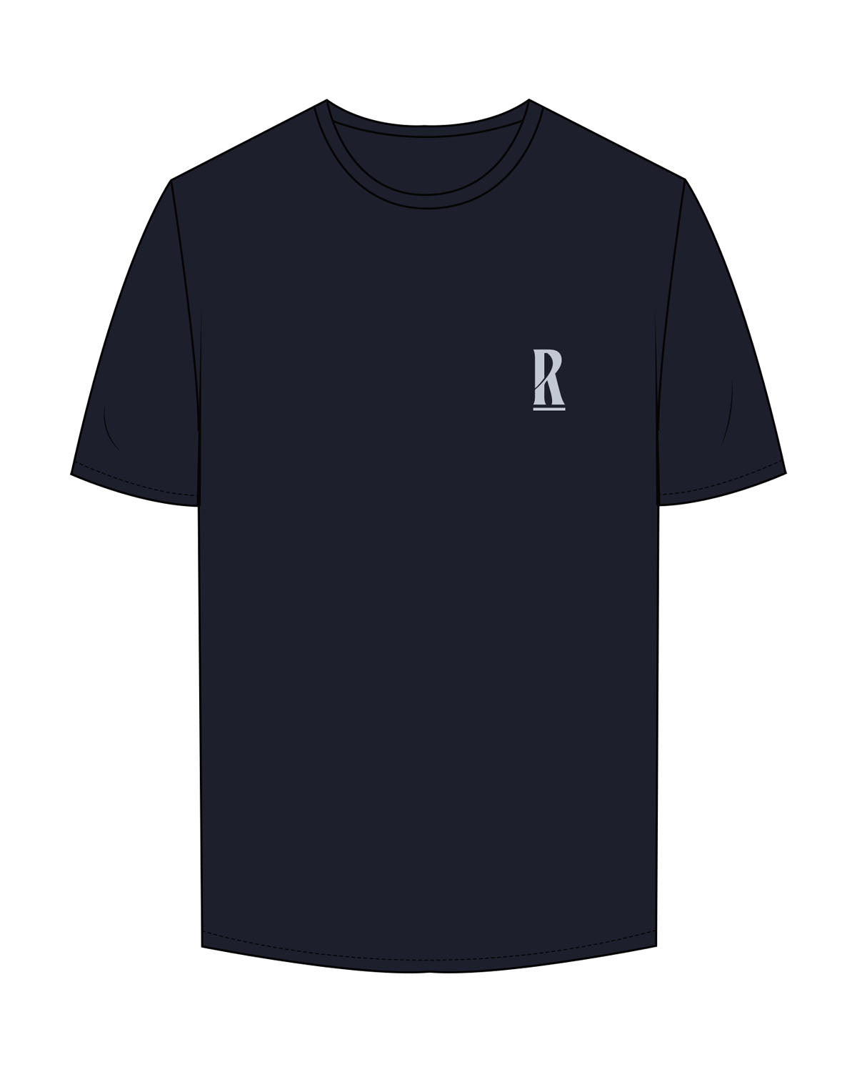 The Mens Tee - Navy - Revolve Pilates - Left Chest & Back Stacked - Printed - Powder