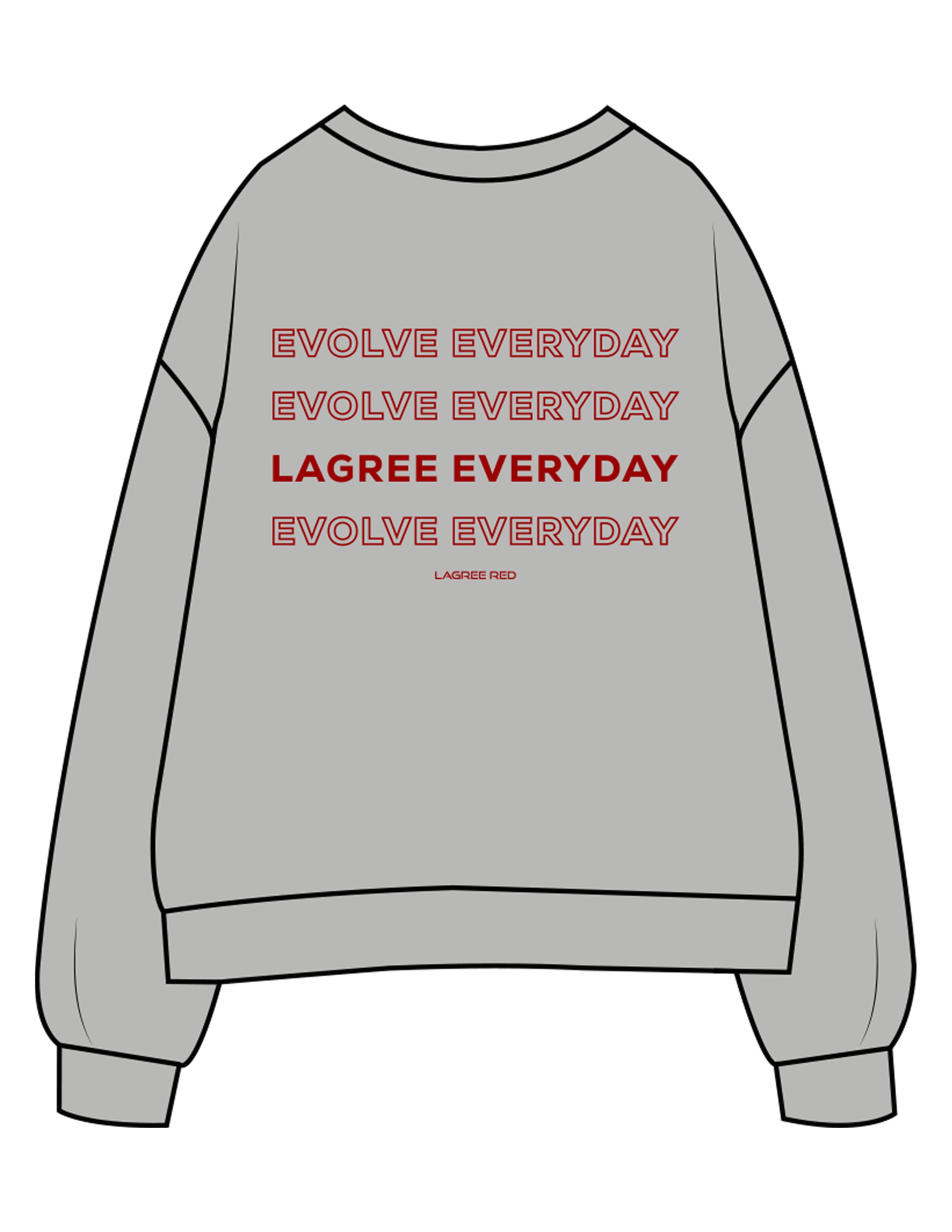 The Womens Crewneck - Heather - Lagree Red - Upper Chest & Back Stacked - Printed - Red