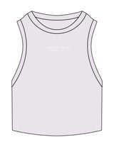 The Ribbed Crop Tank - Orchid - Carriage House - Center Chest Stacked - Embroidered - White