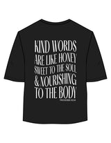 The Oversized Crop Tee - Black - Honey Hive NB - Center Chest Stacked & Back Stacked - Printed - Bone