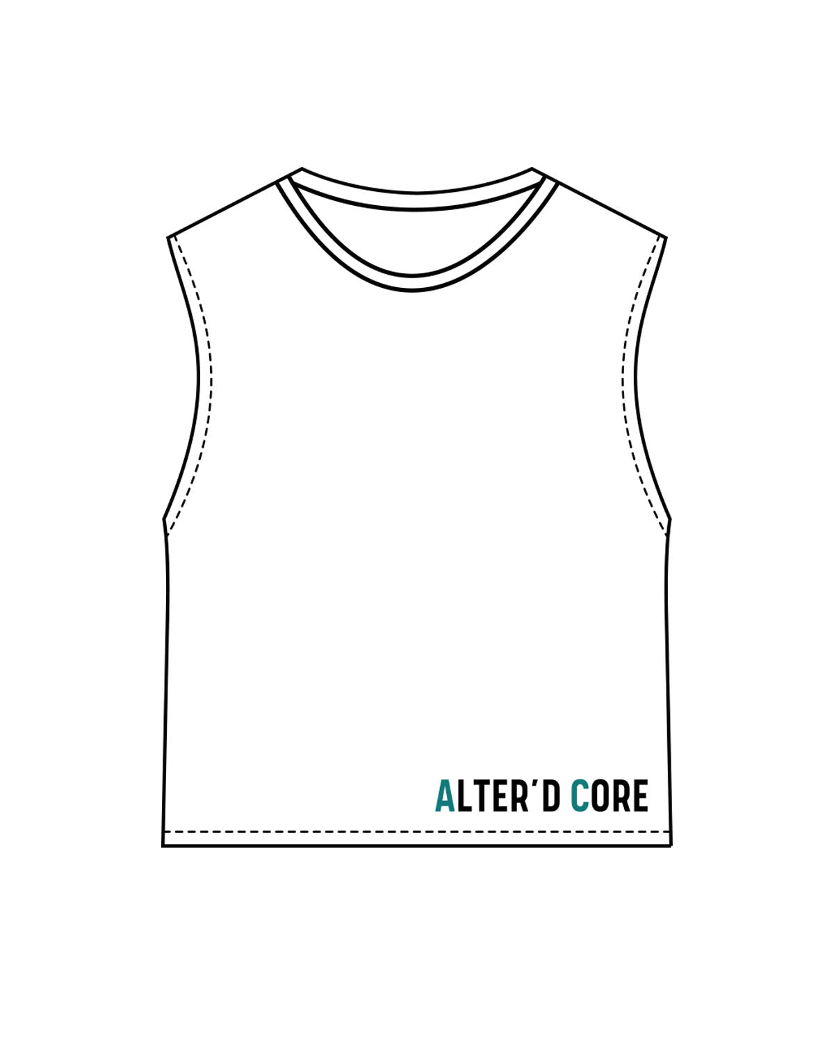 The Crop Muscle Tank - White - Alter'd Core - Left Bottom & Back Center Chest - Full Color