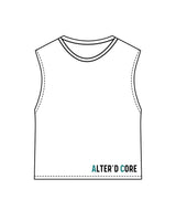 The Crop Muscle Tank - White - Alter'd Core - Left Bottom & Back Center Chest - Full Color