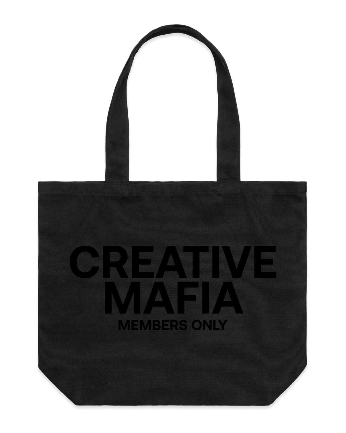 The Tote Bag - Black - CREATIVE MAFIA - Front Center Stacked - Black