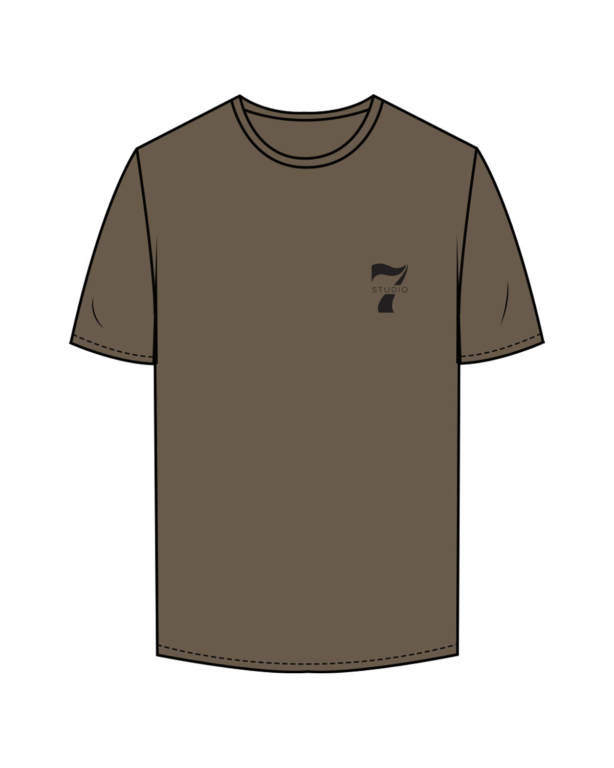 The Mens Tee - Walnut - STUDIO 7 - Left Chest - Printed - Black