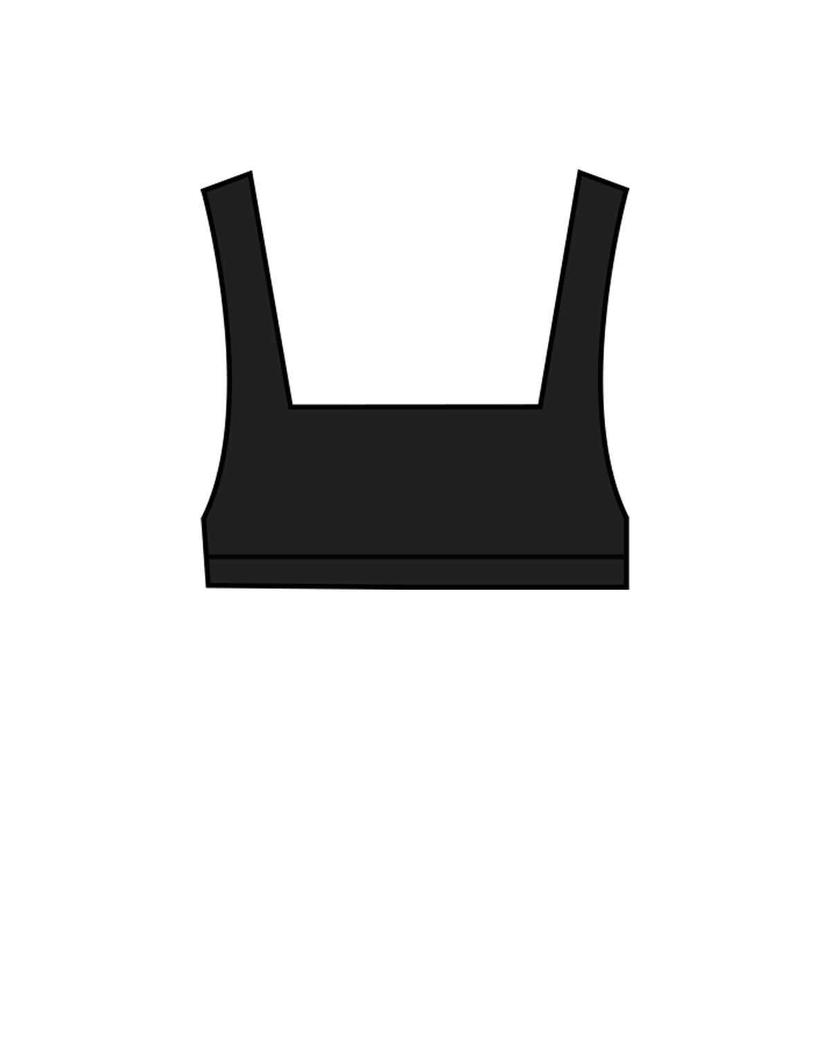 The Box Cut Bra - Black - Sculpt Atelier - Center Back - Printed - White