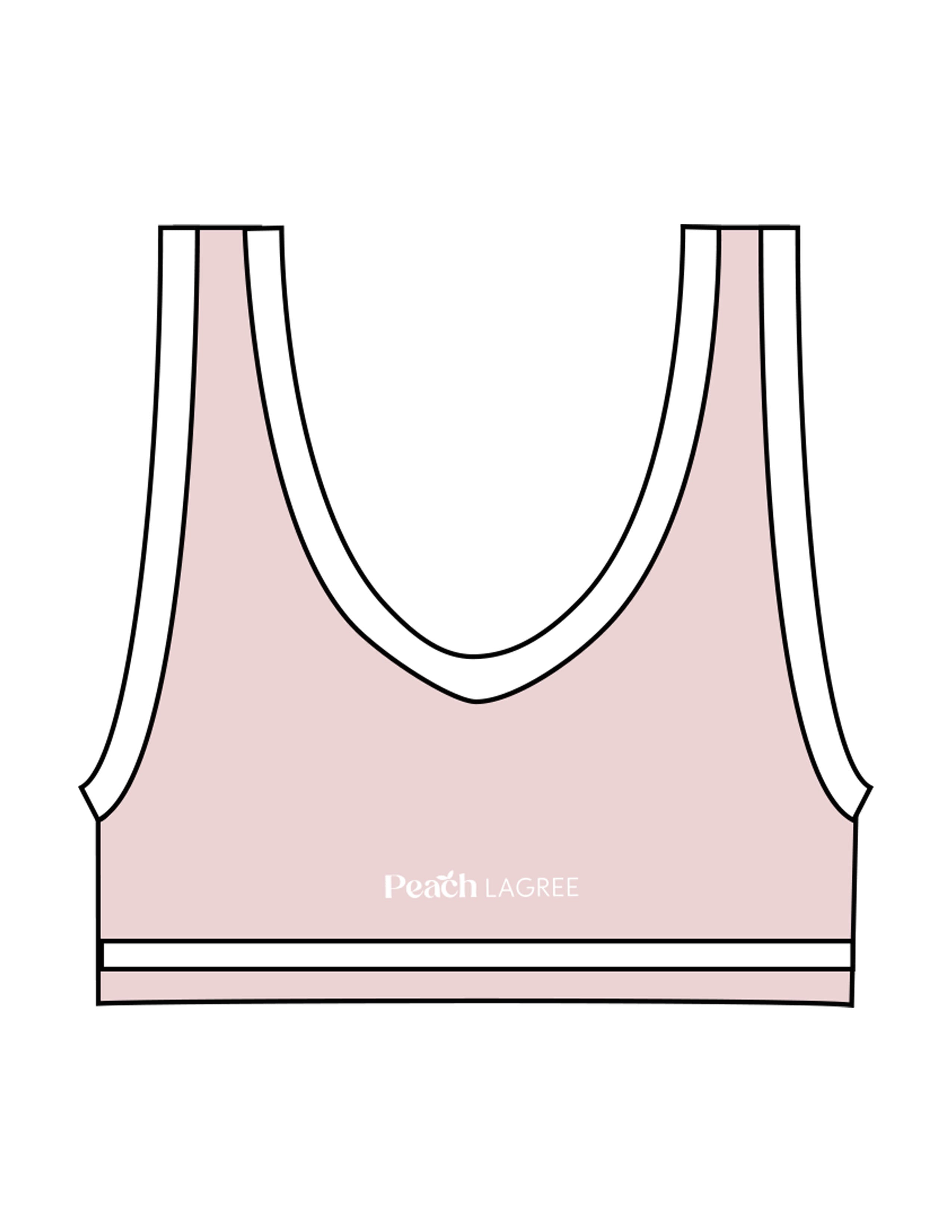 The Piped Bra - Pink - Peach F.L - Center Back - Printed - White