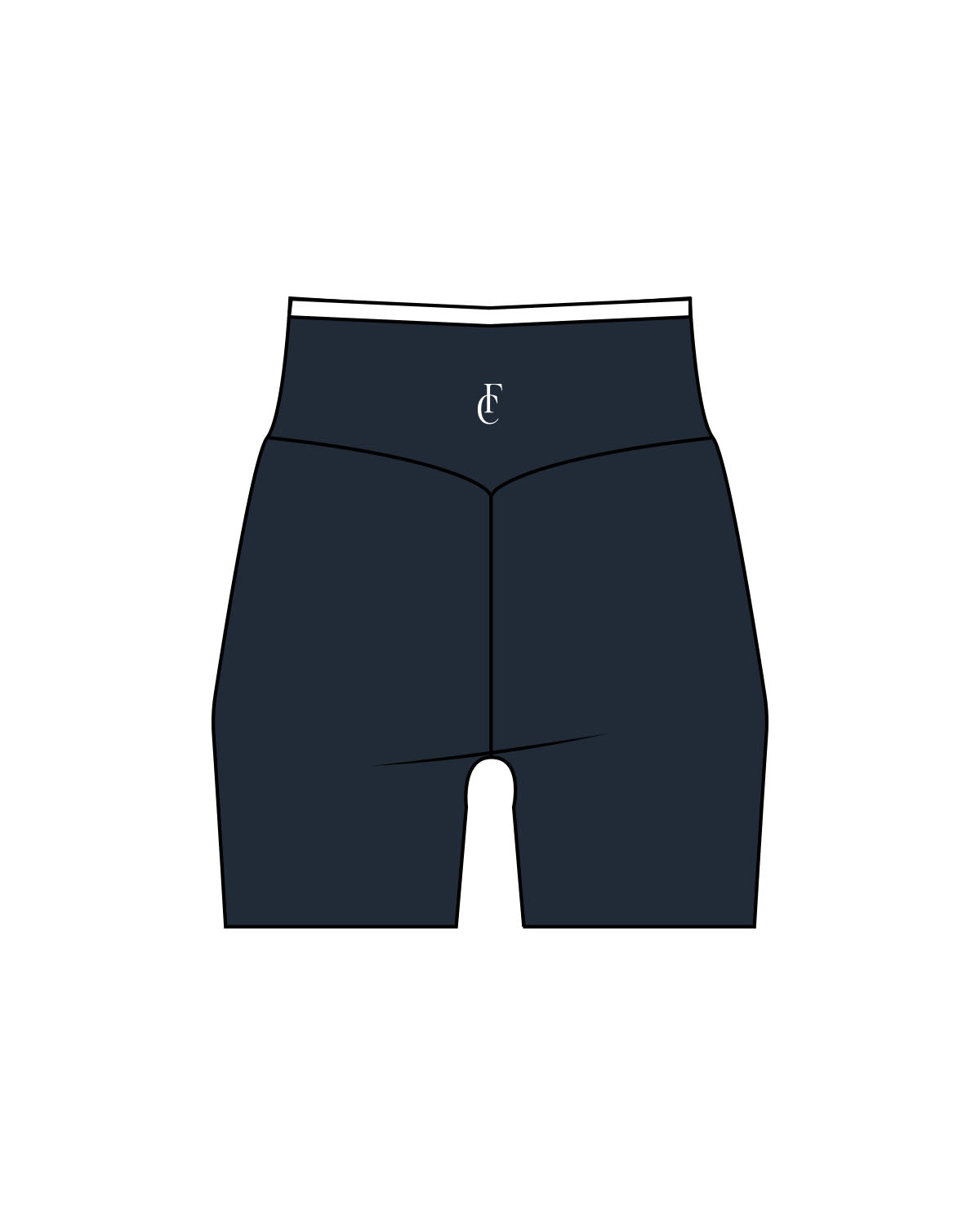 The Piped Crossover Short - Navy - Flowcorps - Center Back Waistline - Printed - White