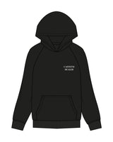 The Mens Hoodie - Black - Bean Head - Left Chest Stacked & Back Round - Printed - White