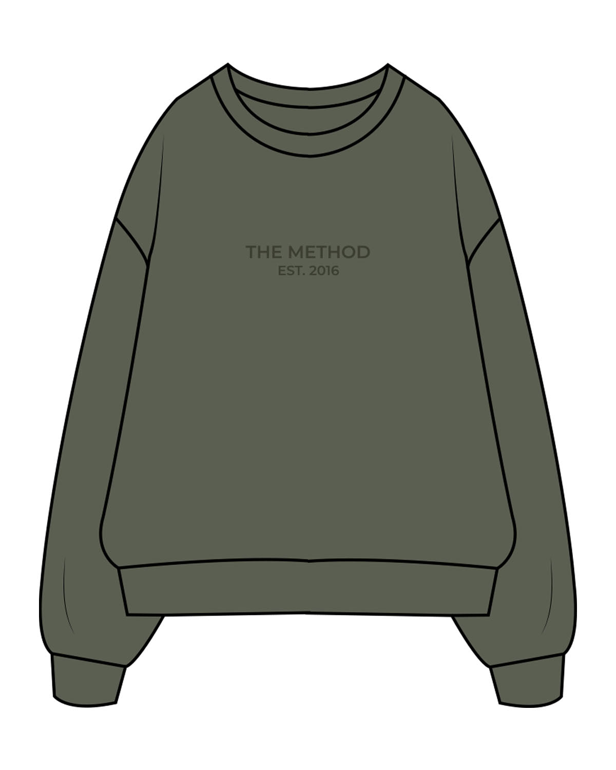 The Mens Crewneck - Cypress - C Wickson - Center Chest Stacked & Center Back Stacked - Printed - Tone on Tone