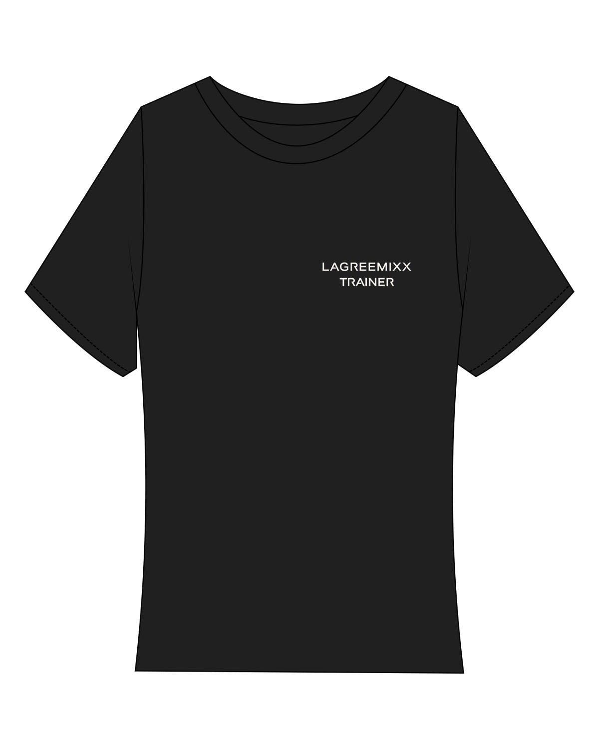 The Baby Tee - Black - LagreeMixx - Left Chest Stacked & Center Back "TRAINER" - Printed - Bone