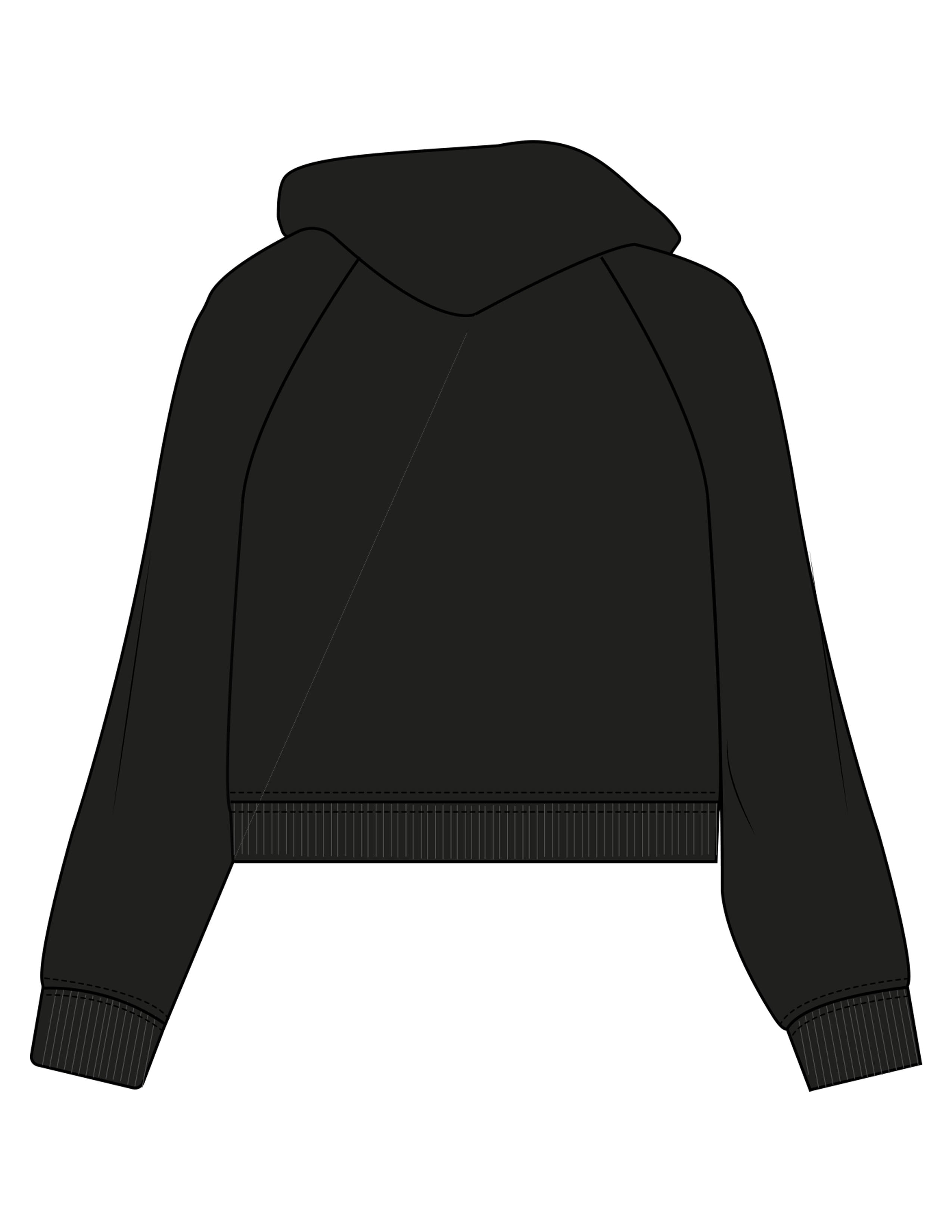 The Womens Crop Hoodie - Black - Core Strong - Center Chest - Printed - White
