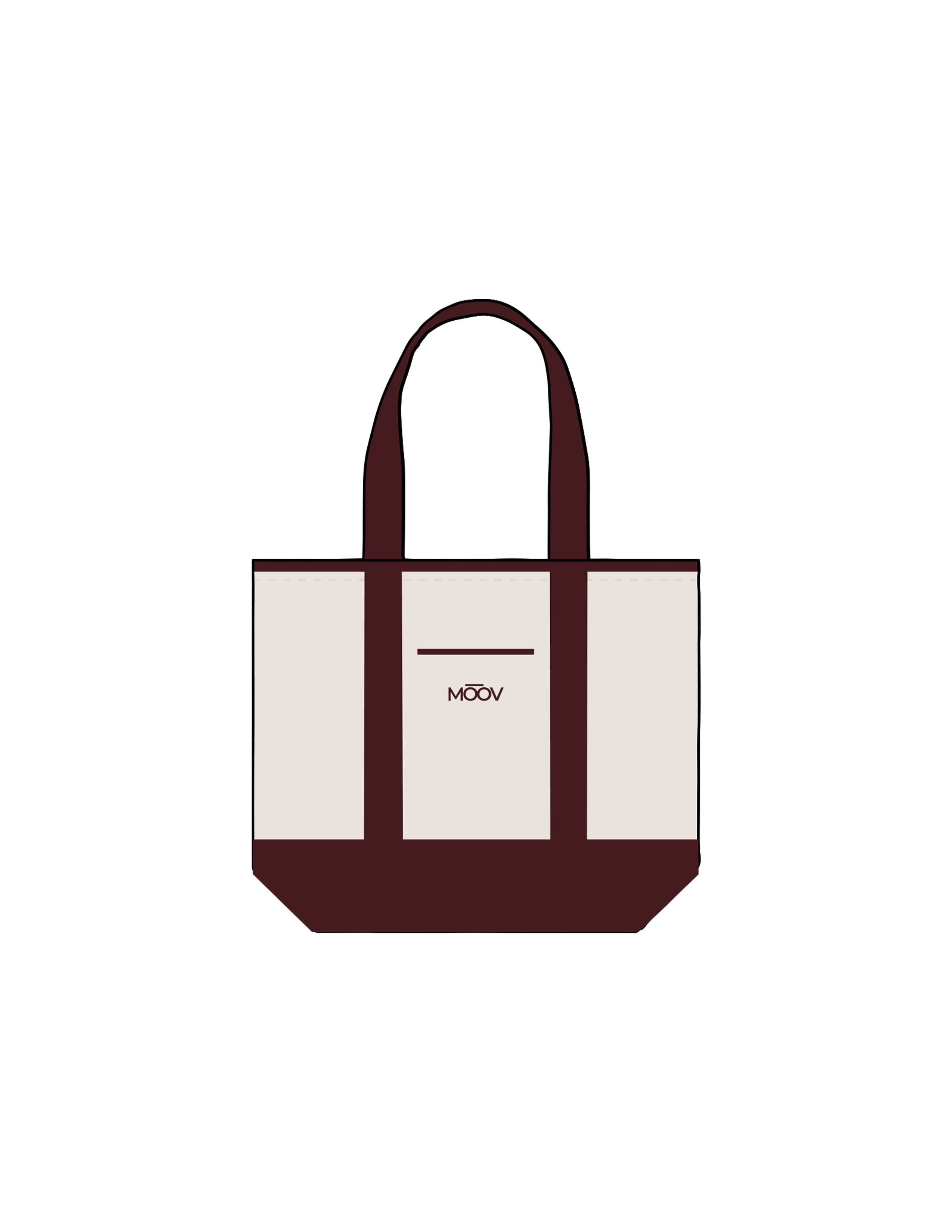 The Contrast Tote Bag - Natural / Maroon - Moov Seattle - Center Body - Printed - Tone on Tone