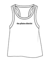 The Crop Tank - White - THE PILATES DISTRICT - Center Chest & Back Center  - Printed - Black