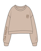 The Studio Crop - Taupe - The Oak Method - Left Chest & Right Sleeve - Printed - Brown