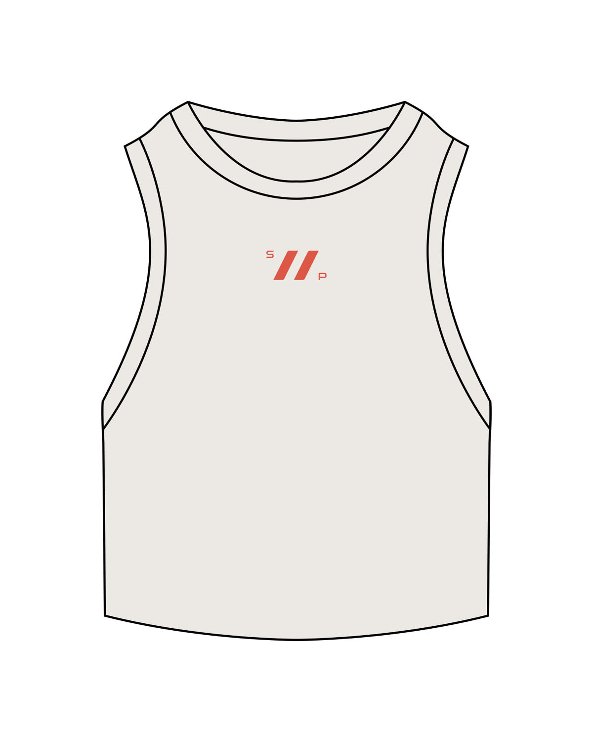 The Ribbed Crop Tank - Bone - Hustl Athletic - Center Chest - Embroidered - Red