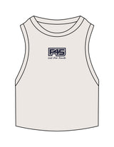 The Ribbed Crop Tank - Bone - F45 West Park - Center Chest Stacked - Embroidered - Navy