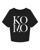 The Crop Tee - Black - Komo Studio - Center Chest Stacked - Printed - White