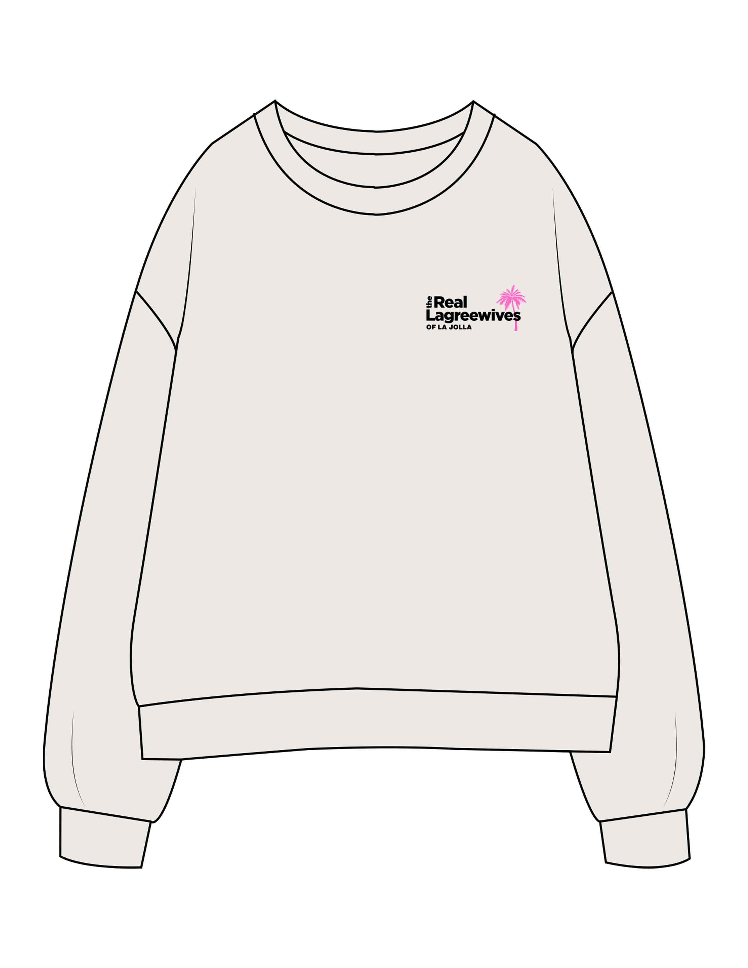 The Womens Crewneck - Bone - Platform - Left Chest Stacked & Back Bottom Right - Printed - Full Color
