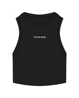 The Ribbed Crop Tank - Black - The Hot Room - Center Chest - Embroidered - White