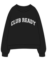 The Womens Crewneck - Black - Club Ready - Center Chest Arc & Back Neckline - Printed - White