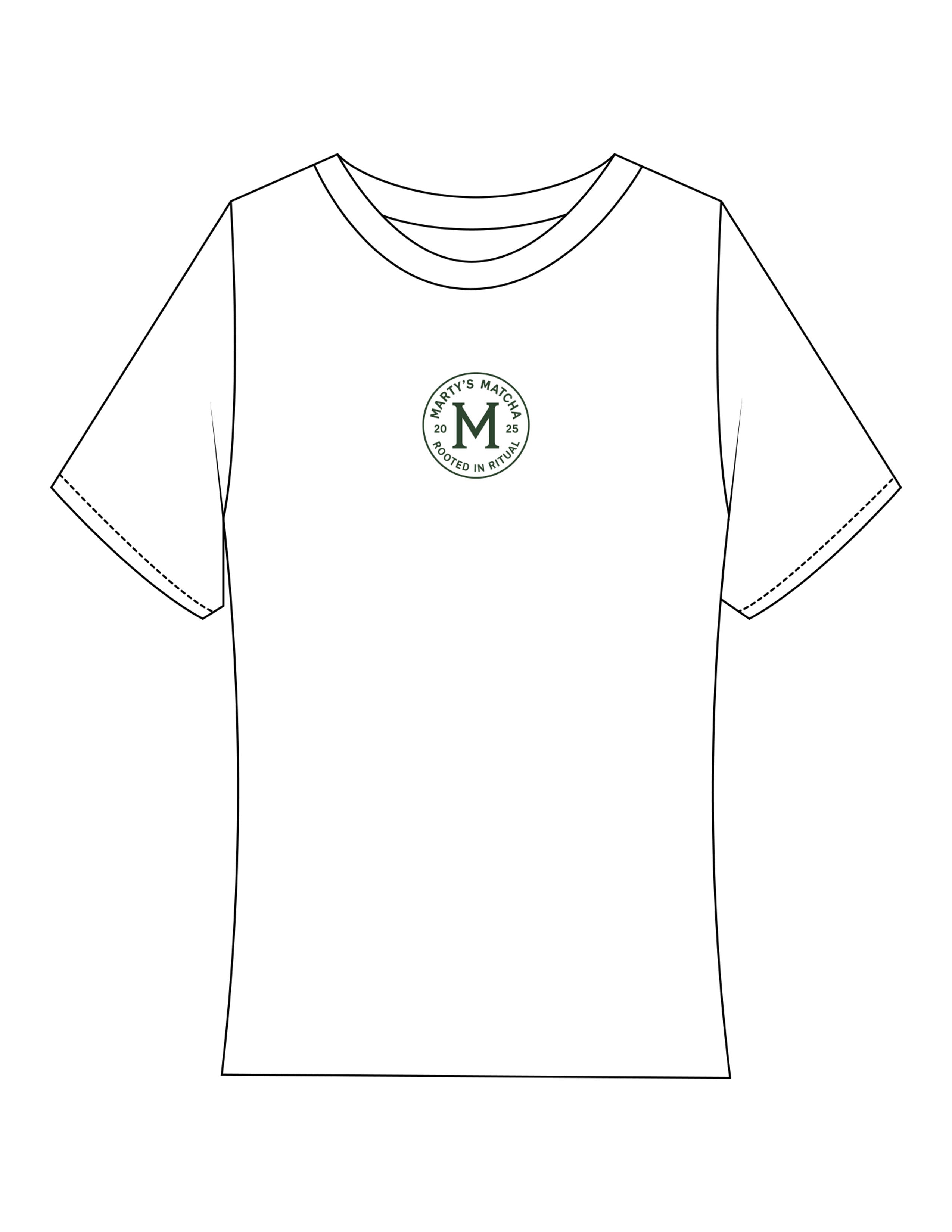The Baby Tee - White - Marty's Matcha - Center Chest Round - Printed - Green